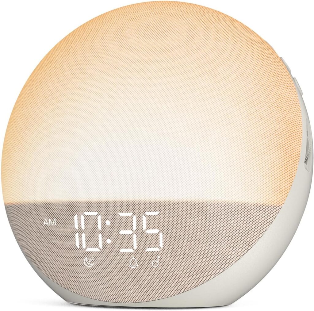 Sunrise Alarm Clock White Noise Machine: Natural Wake Up Light - Dimmable Clock with Bluetooth Speaker