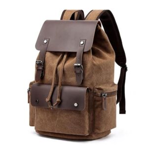 FUR JADEN Eco Friendly Travel Laptop Backpack Made of Water Resistant Sustainable Canvas and Vegan Leather for Men and Women for Travel Hiking Work