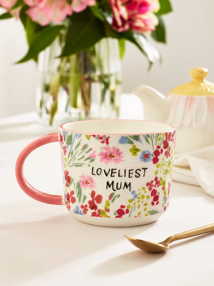 Pink Floral Loveliest Mum Mug