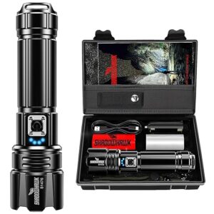Shadowhawk Flash Light Led Torch, 20000 Lumens Flashlight Bright Light Torch, XHP70.2 Hand Torch Light Rechargeable USB Tactical, Waterproof Portable Torch Light for Trekking Hunting Emergency