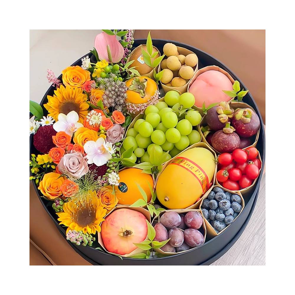 The Fruits and Flowers Round Shaped Gift Box