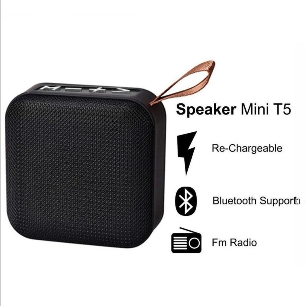 Speaker Bluetooth mini Wireless T5 Musik Nirkabel Mendukung Radio FM Memori Aux Micro Portable Spekaer Murah T5 Handphone Merah Jam MP3 Radio USB SD card Bass Speakers Portable - Option 4