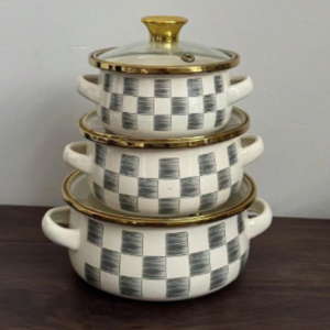 Double-Handled Enamel Pot Set