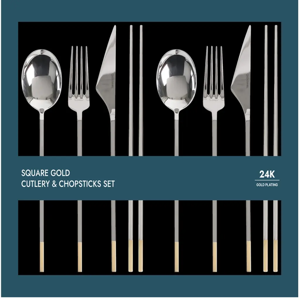 Goldenbell Golden Tip Square Cutlery Set for 2