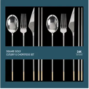 Goldenbell Golden Tip Square Cutlery Set for 2