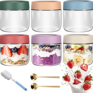 6 Pack 350ML Overnight Oats Container Jar with Airtight Lid