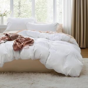 White Duvet Cover Queen Size - 3 Pieces