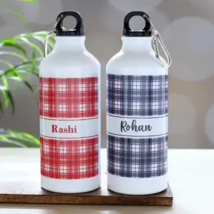 Set Of 2 White Personalised Water Bottles