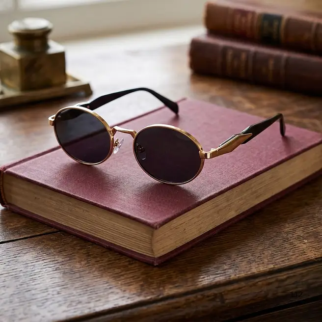 Golden Eclipse Round Sunglasses
