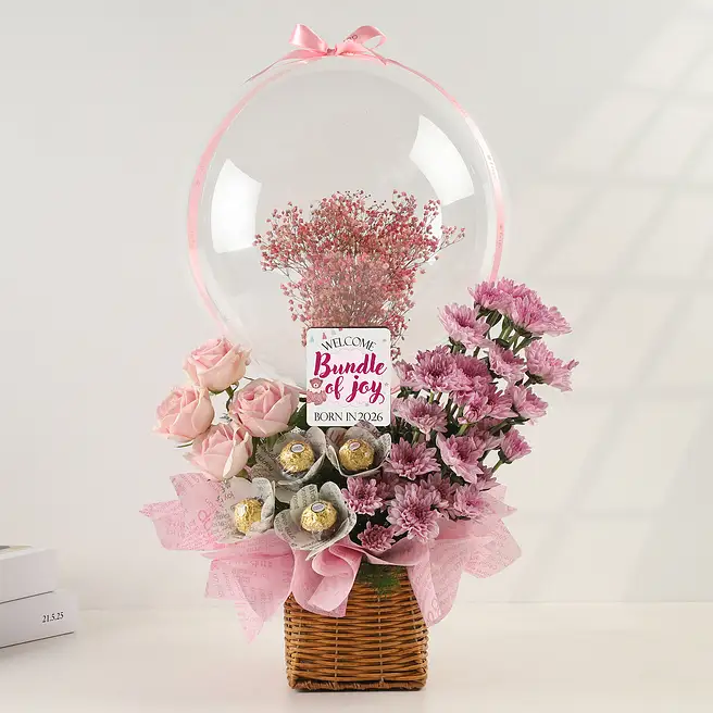 Pink Newborn Celebration Bloom Basket