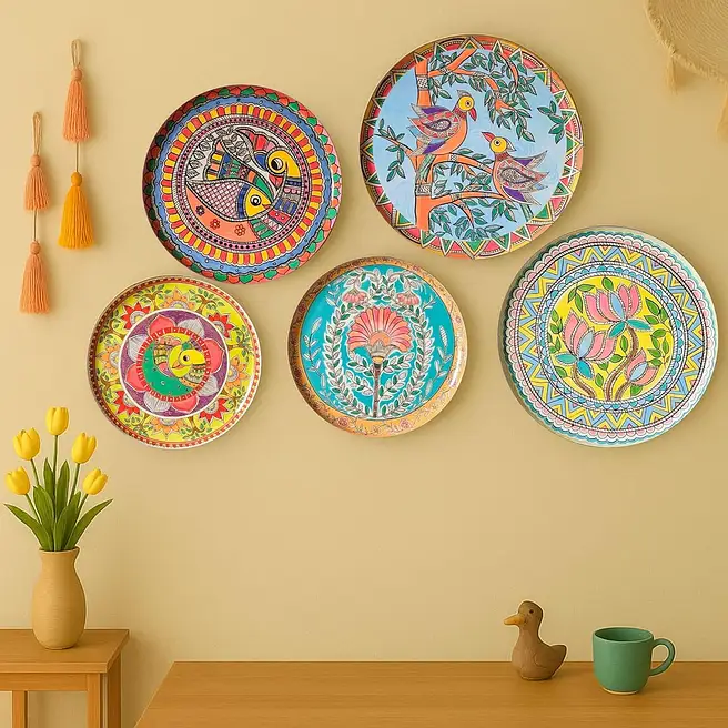 Madhubani Wall Plates - Set of 5