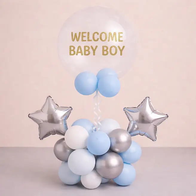 Blue Newborn Celebration Flower Basket