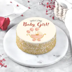 Welcome Baby Girl Eggless Chocolate Cake